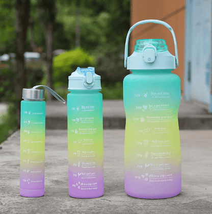 Conjunto Portátil de Garrafas de Plástico Fosco Degradê: Ideal para Esportes e Caminhadas com Canudo - Loja Universo 4V