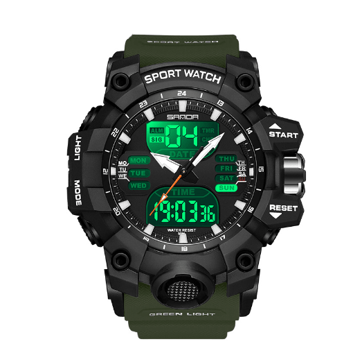 Relógio Esportivo Sanda: Resistente e Funcional, Design Moderno, Ideal para Atividades ao Ar Livre e Treinos, Cronômetro e Alarme Integrados - Loja Universo 4V