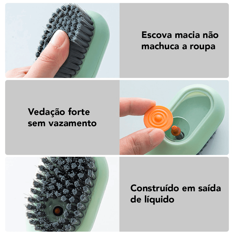 Escova de Sapato Multifuncional com Dispensador: Limpeza Eficiente e Prática em um só Produto