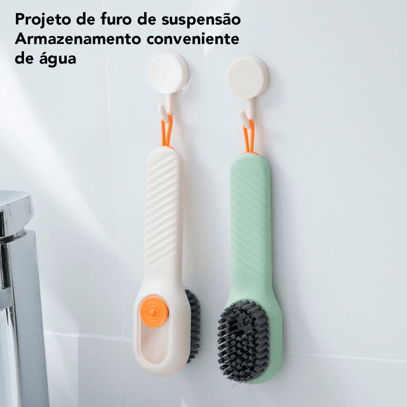 Escova de Sapato Multifuncional com Dispensador: Limpeza Eficiente e Prática em um só Produto